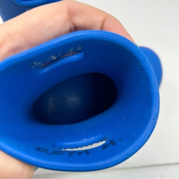 Crocs Unisex Child Kids Light Blue Rain Boots Size C6 Red and White Striped - Picture 10 of 13